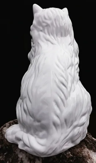 Figura Gato Blanco Cerámica Ojos Verdes