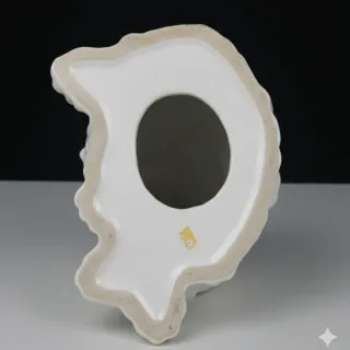 Figura Gato Blanco Cerámica Ojos Verdes