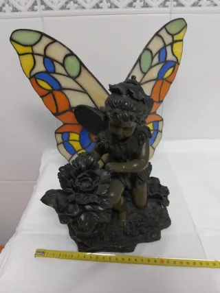 Lámpara Resina/Cristal Tiffany Niña hada Mariposa