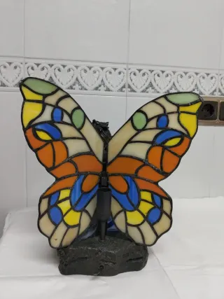 Lámpara Resina/Cristal Tiffany Niña hada Mariposa