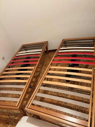 Coppia Basi Letto Singole Legno Doghe