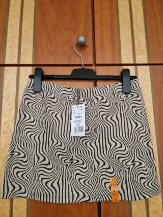 Falda Stradivarius Beige y Marrón Talla L