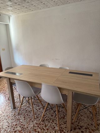Mesa de comedor extensible madera y metal