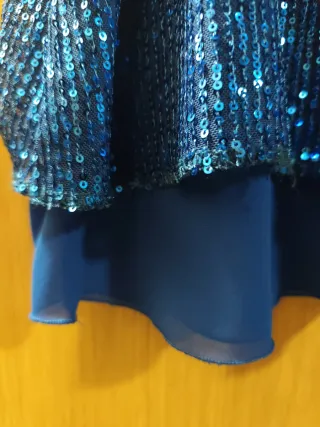 Blusa lentejuelas azul talla única