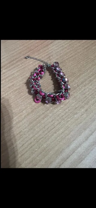 Bracciale donna rosa e argento
