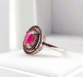 Anillo Plata con Rubí Natural Mujer