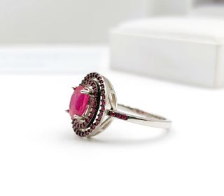 Anillo Plata con Rubí Natural Mujer