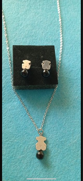 Conjunto Tous Collar y Pendientes Oso Negro