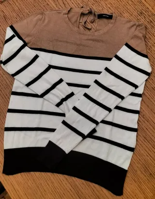 Jersey Vero Moda rayas beige, negro y blanco