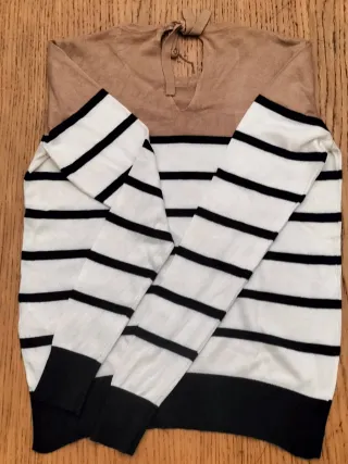 Jersey Vero Moda rayas beige, negro y blanco