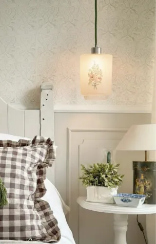 Lámpara de techo floral vidrio y metal