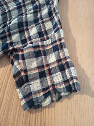 Blusa Gerard Darel cuadros beige y azul Talla L