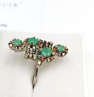 Anillo Plata Esmeraldas y Zafiros Naturales
