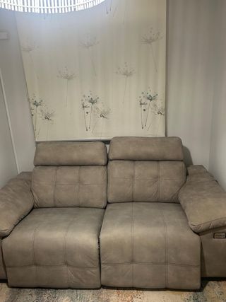 Sofá eléctrico 3/4 plazas beige/gris