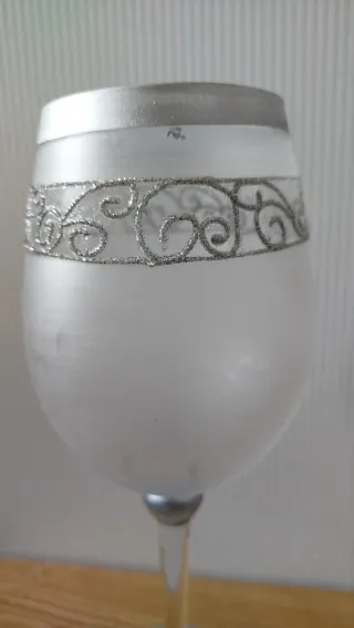 Calice Vetro Satinato Argento Decorato