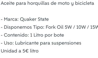 Aceite para horquilla Quaker State Moto/Bici