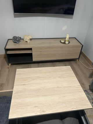 Mueble TV y Mesa Centro Madera y Metal