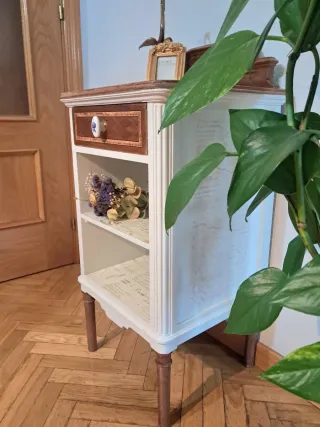 Mesita de noche vintage madera lavada