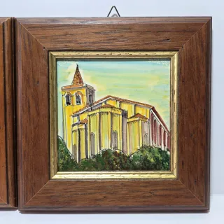 Quattro piastrelle in maiolica monumenti ascolani