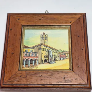 Quattro piastrelle in maiolica monumenti ascolani