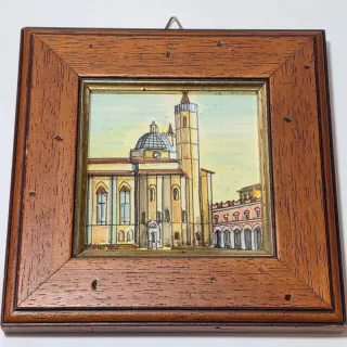 Quattro piastrelle in maiolica monumenti ascolani