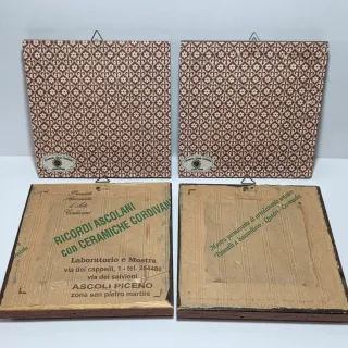 Quattro piastrelle in maiolica monumenti ascolani