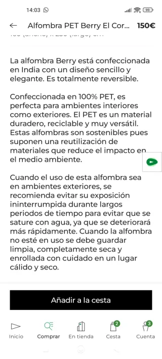 Alfombra de yute y tela