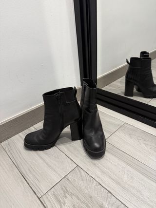Botines Zara piel tacón ancho plataforma