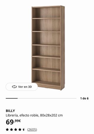 Estantería Billy Ikea Madera Clara