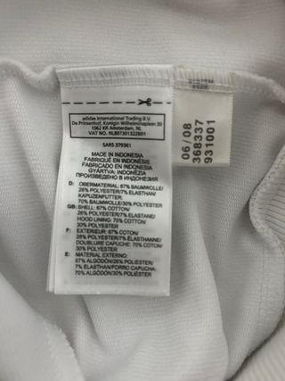 Sudadera Adidas Blanca Cremallera Talla S