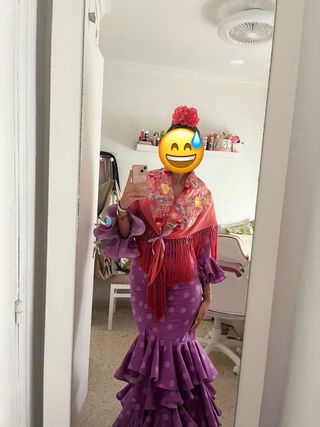 Traje de Gitana rosa y morado USADO SOLO UNA VEZ.