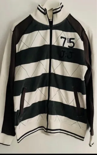 Chaqueta deportiva retro rayas blanco y negro