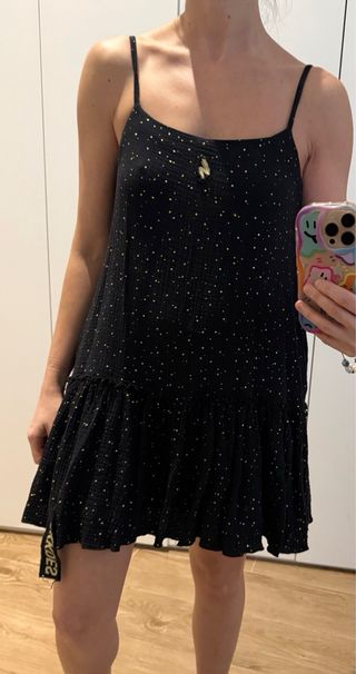 Mono Vestido Negro Tirantes Estrellas
