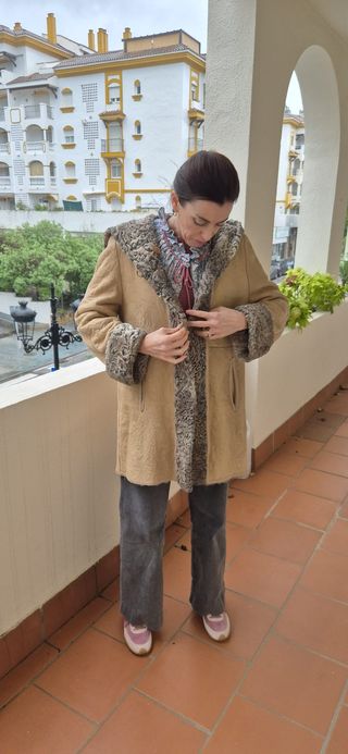 Abrigo Piel Mujer Forro Astracán Marrón