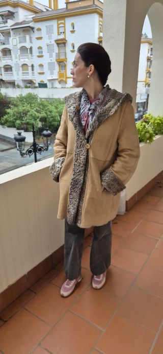 Abrigo Piel Mujer Forro Astracán Marrón