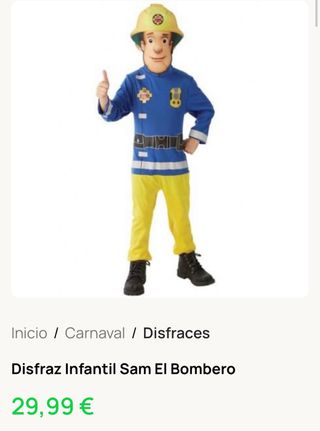 Disfraz Bombero Sam Talla 3/4