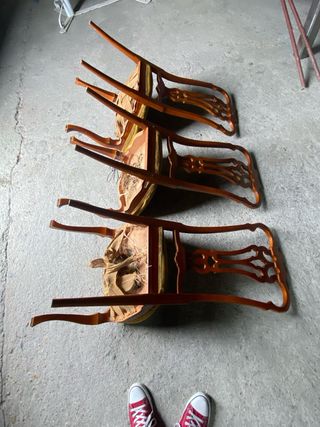3 sillas de madera respaldo clásico alto RESTAURAR