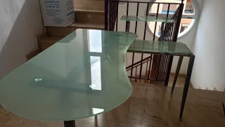 Mesa escritorio cristal y metal