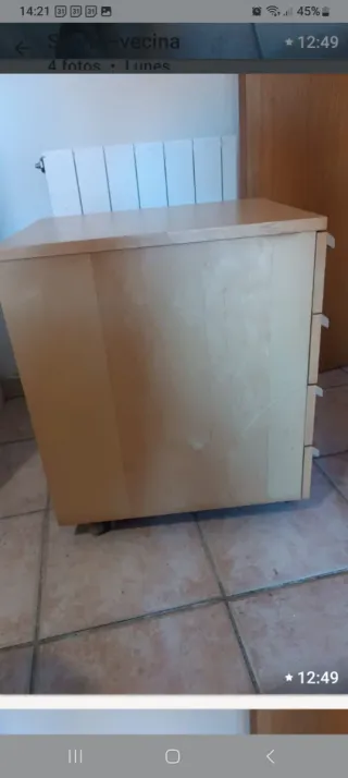 Cajonera de escritorio de madera de haya