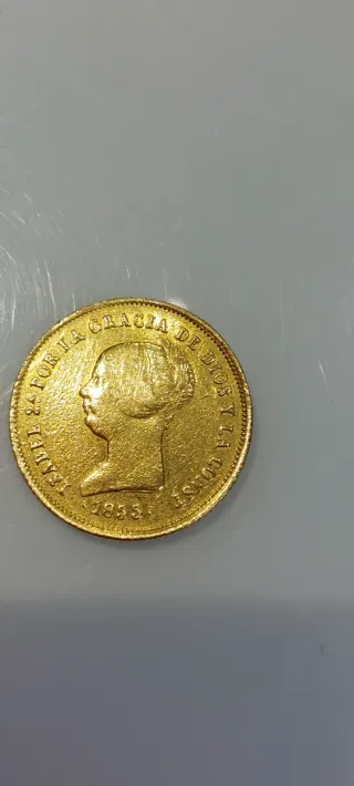 Moneda Oro 22K Isabel II 1855