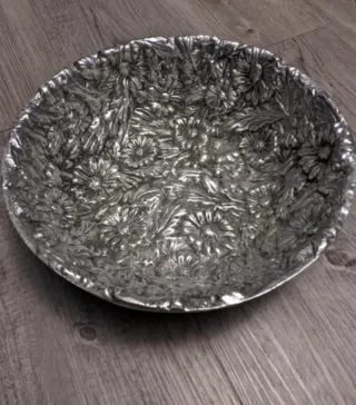 Ensaladera/Frutero Metálico Plateado