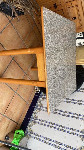 Mesa de cocina abatible madera y piedra