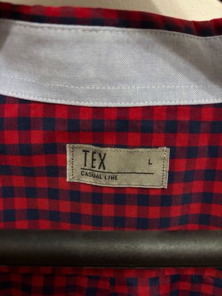Camisa Casual TEX a Cuadros Roja Talla L