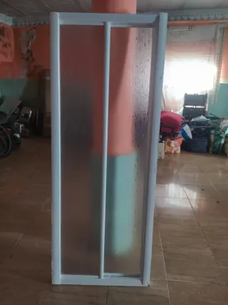 Puerta de ducha de cristal y plástico