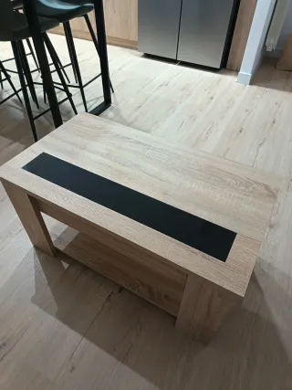 Mesa de centro elevable madera y cristal