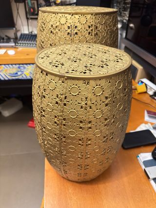 Mesas de apoio metal dourado estilo marroquino