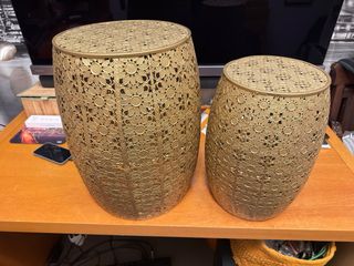 Mesas de apoio metal dourado estilo marroquino