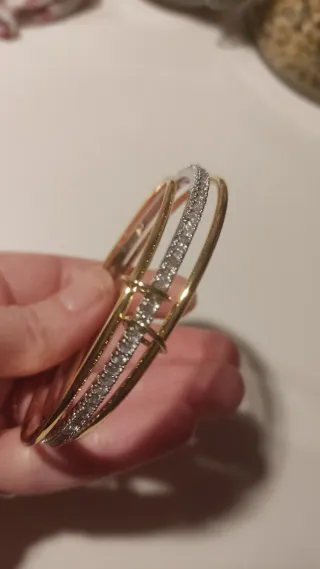 Pulsera rígida de 3 aros con circonitas