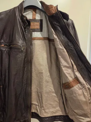 Chaqueta de piel marrón Massimo Dutti