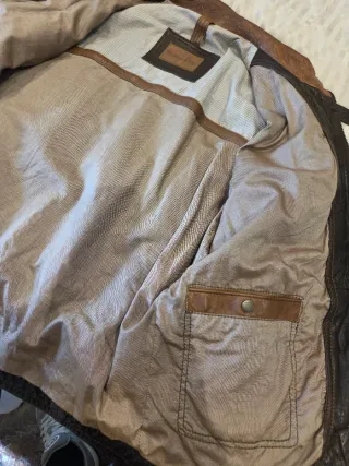 Chaqueta de piel marrón Massimo Dutti